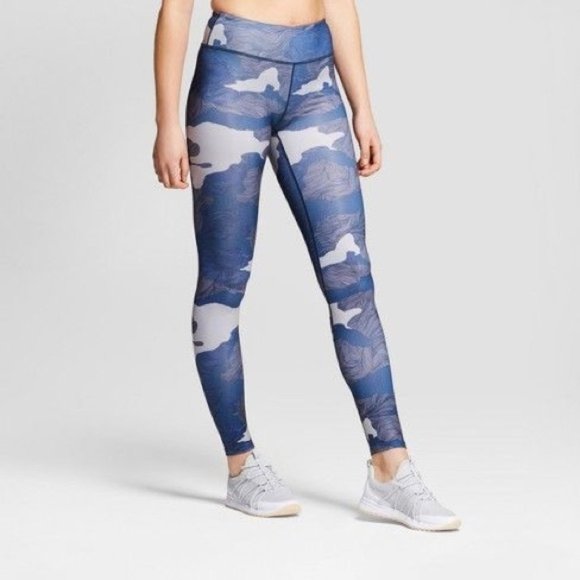 blue camo yoga pants